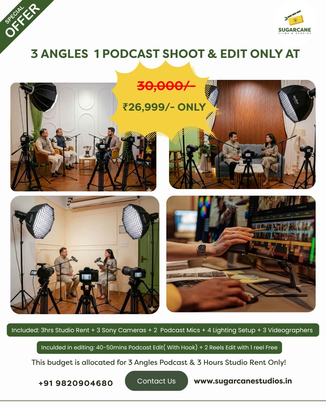 3 Angles / 1 Podcast Shoot with Edit